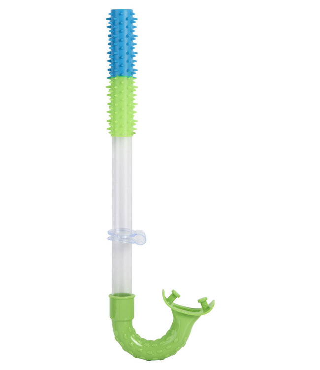 Bling2o Bling2o - SNORKEL: SPIKE-LEIGH BUMPY SPIKE SNORKEL - Lagoon Lime Blue, blauw, groen, siliconen, in doorzichtige  opbergzak, 6+