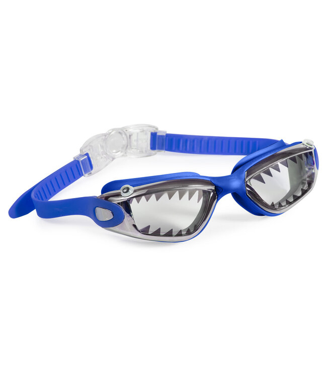 Bling2o Bling2o - ZWEMBRIL: JAWSOME - Royal Reef Shark, blauw, siliconen, aanpasbare hoofdband,  100% UV bescherming, anti-condens, in doorzichtige bewaardoos, 6+