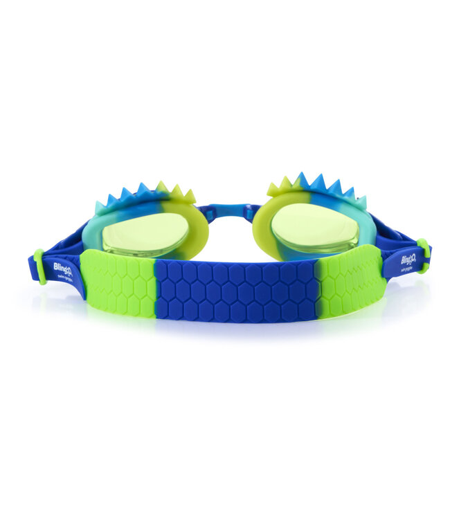 Bling2o Bling2o - ZWEMBRIL: STRANGE THINGS - Creature Green, blauw, siliconen, aanpasbare hoofdband, 100% UV bescherming, anti-condens, in doorzichtige bewaardoos, 3+