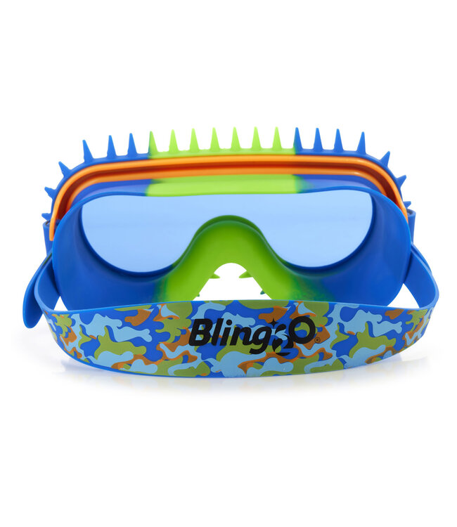 Bling2o Bling2o - ZWEMMASKER: MONSTA MASH - Punk Scene Orange, blauw, groen, siliconen, aanpasbare hoofdband,  100% UV bescherming, anti-condens, in doorzichtige bewaardoos, 6+