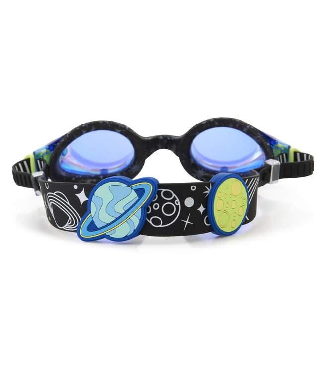 Bling2o Bling2o - ZWEMBRIL: SOLAR SYSTEM - Stardust Black, zwart, siliconen, aanpasbare hoofdband, 100%  UV bescherming, anti-condens, in doorzichtige bewaardoos, 3+