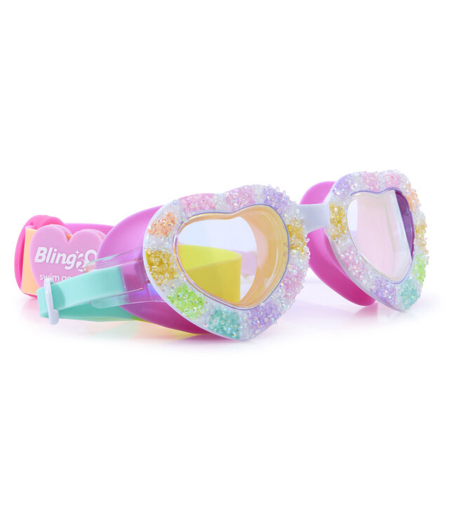 Bling2o Bling2o - ZWEMBRIL: SWEET HEARTS - I Love Candy, meerkleurig, siliconen, aanpasbare hoofdband,  100% UV bescherming, anti-condens, in doorzichtige bewaardoos, 6+