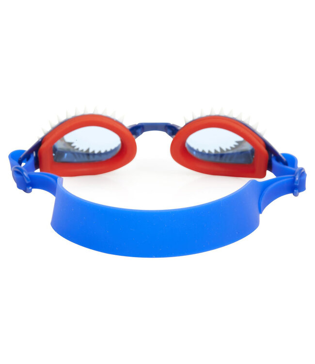 Bling2o Bling2o - ZWEMBRIL: FISH-N-CHIPS - Tiger Shark Navy, blauw, siliconen, aanpasbare hoofdband,  100% UV bescherming, anti-condens, in doorzichtige bewaardoos, 3+