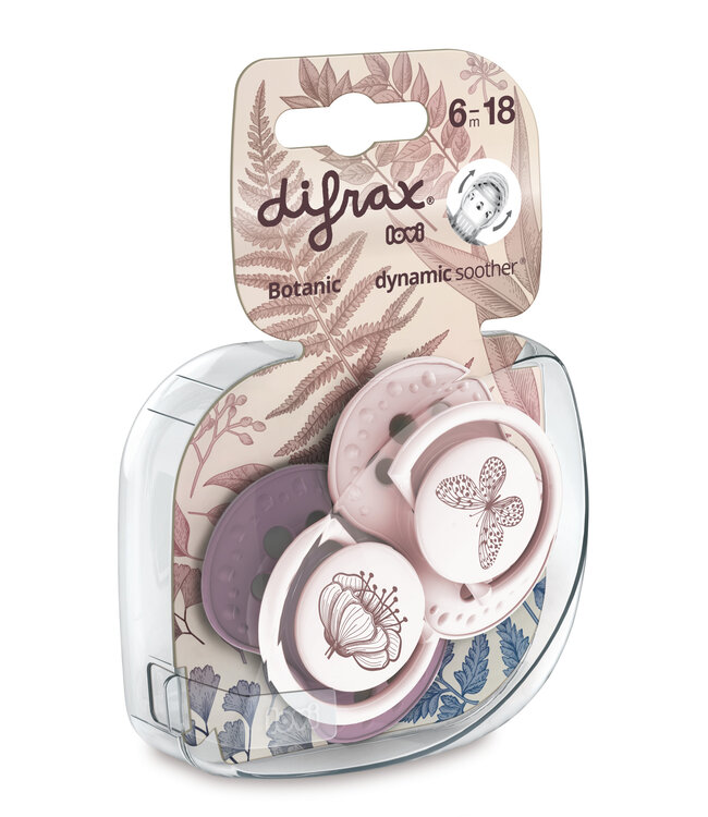 Difrax Difrax - Dynamic Fopspeen 6-18M Botanic Pink / Purple