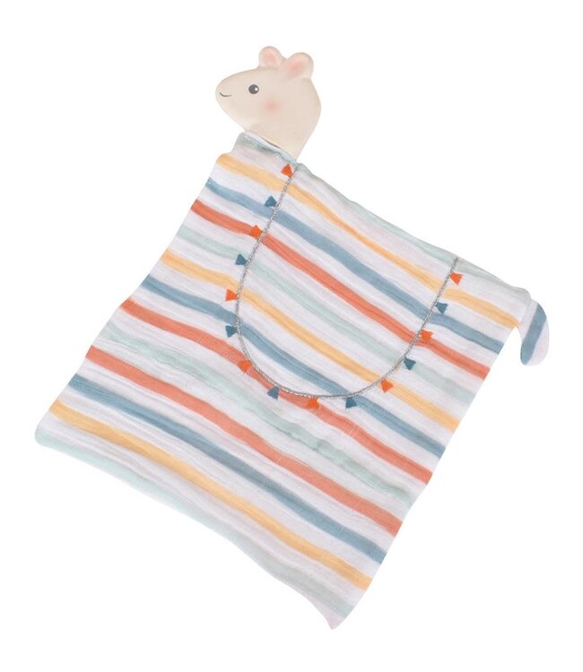 Tikiri Tikiri - Lilith de Lama:KNUFFELDOEKJE met hoofdje in natuurlijk rubber 37cm, op kaart, 0+