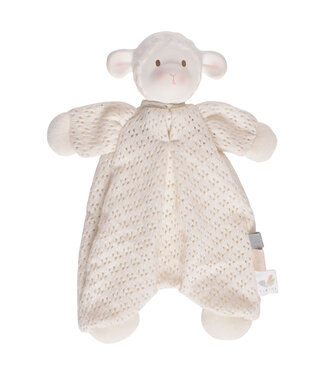 Tikiri Tikiri - Bahbah het Lammetje:KNUFFELDOEKJE met hoofdje in natuurlijk rubber 28cm, op kaart, 0+