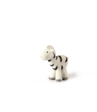 Tikiri Tikiri - MIJN EERSTE SAFARIDIERTJE / ZEBRA, in natuurlijk rubber, met belletje, met hangkaart, 0+