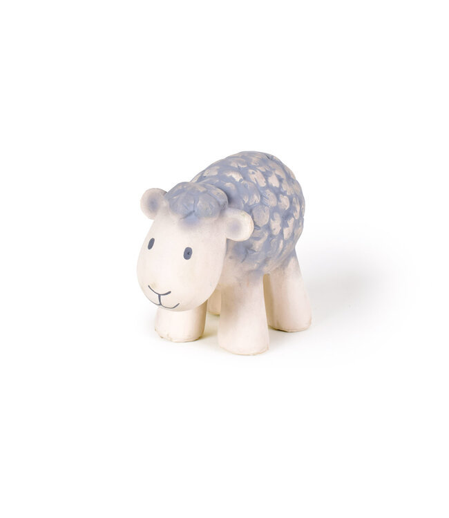 Tikiri Tikiri - MIJN EERSTE BOERDERIJDIERTJE / SCHAAP 9cm, in natuurlijk rubber, met belletje, met hangkaart, 0+