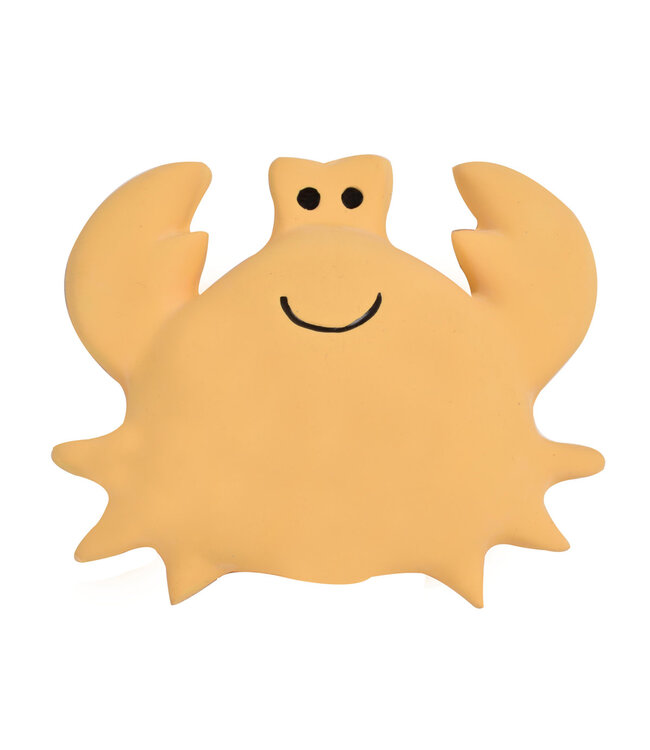 Tikiri Tikiri - MIJN EERSTE OCEAANDIERTJE / KRAB 3cm, in natuurlijk rubber, met belletje, met hangkaart, 0+