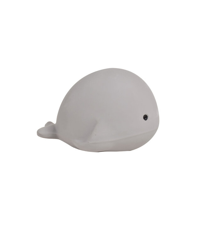 Tikiri Tikiri - MIJN EERSTE OCEAANDIERTJE / WALVIS 7cm, in natuurlijk rubber, met belletje, met hangkaart, 0+
