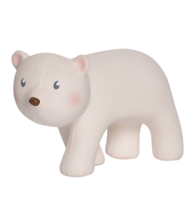 Tikiri Tikiri - MIJN EERSTE POOLDIERTJE / IJSBEER 8cm, in natuurlijk rubber, met belletje, met hangkaart, 0+