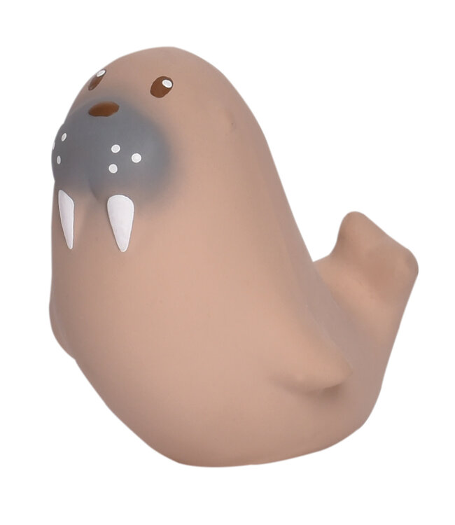 Tikiri Tikiri - MIJN EERSTE POOLDIERTJE / ZEELEEUW 10cm, in natuurlijk rubber, met belletje, met hangkaart, 0+