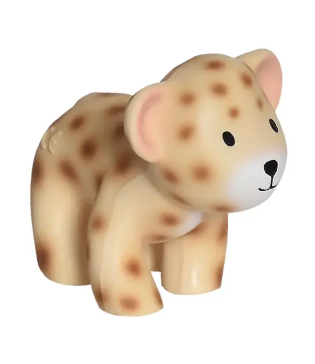 Tikiri Tikiri - MIJN EERSTE SAFARIDIERTJE / LUIPAARD, in natuurlijk rubber, met belletje, met hangkaart, 0+
