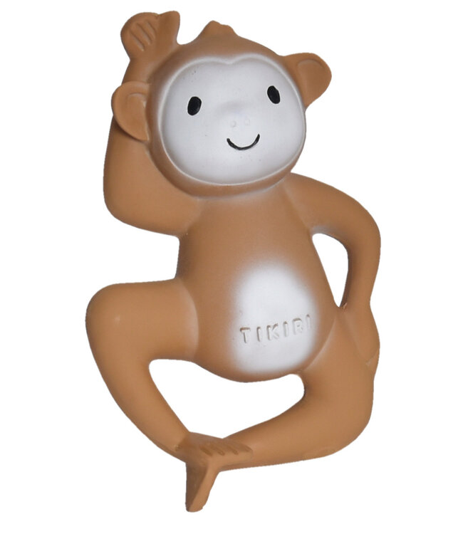 Tikiri Tikiri - MIJN EERSTE SAFARIDIERTJE / AAP, in natuurlijk rubber, met belletje, met hangkaart, 0+