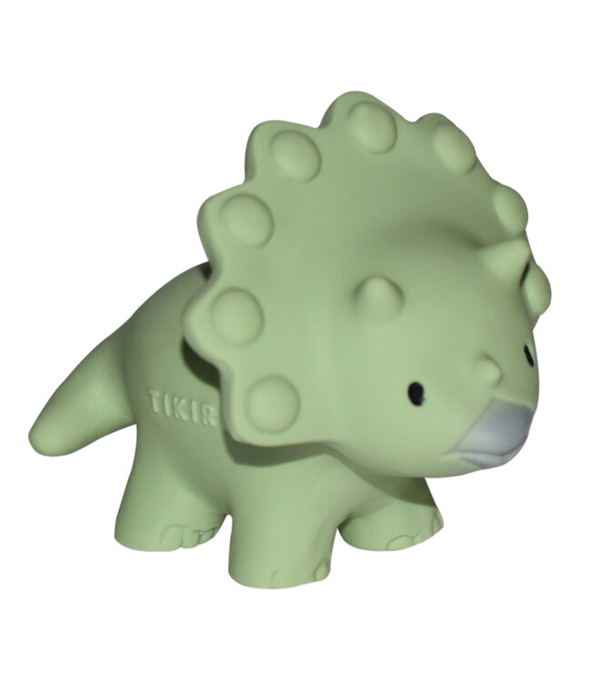 Tikiri Tikiri - MIJN EERSTE DINOSAURUS / TRICE 8,2cm, in natuurlijk rubber, met belletje, met hangkaart, 0+