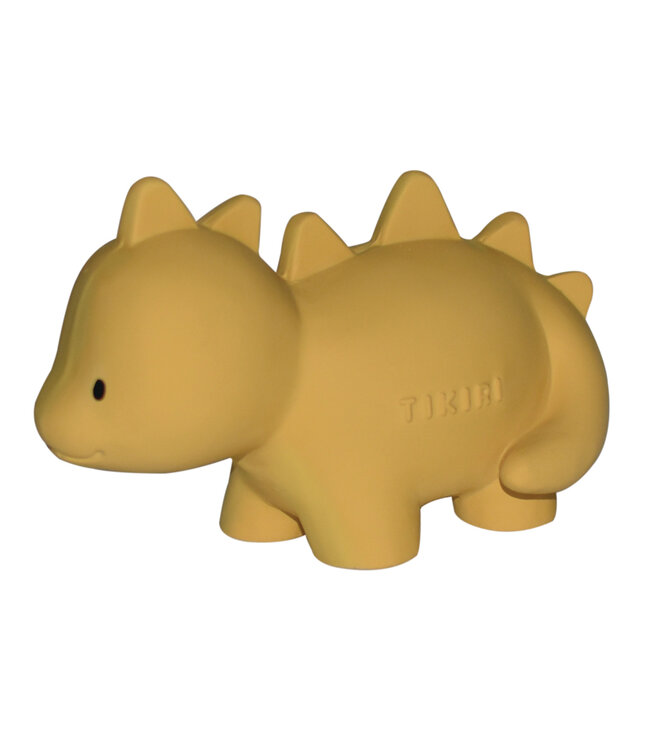 Tikiri Tikiri - MIJN EERSTE DINOSAURUS / STEGO 6,3cm, in natuurlijk rubber, met belletje, met hangkaart, 0+