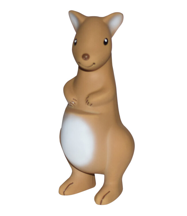Tikiri Tikiri - MIJN EERSTE AUSTRALISCHE DIERTJE / KANGOEROE 15cm, in natuurlijk rubber, met belletje, met hangkaart, 0+