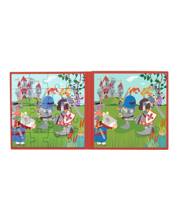 Scratch Scratch - Puzzel Magnetisch: MAGNETISCH PUZZELBOEK TO GO - RIDDERS 18x18x1.5cm (gesloten), 54x18x0.5cm (open), met 2 magnetische puzzels van 20 stuks, 3+