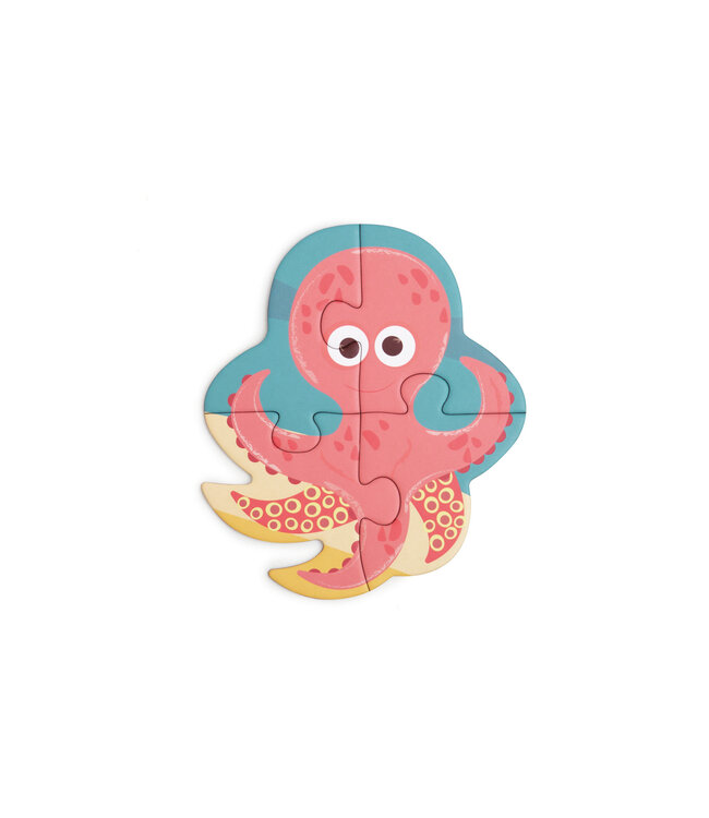 Scratch Scratch - Puzzel: BEGINNERS- & VLOERPUZZEL/OCEAAN 100x48,5cm, 80stuks met 10 beginnerspuzzels, in doos diam.26xH10cm, 2+