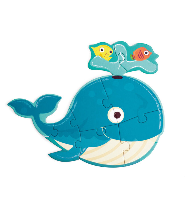 Scratch Scratch - Puzzel: BEGINNERS- & VLOERPUZZEL/OCEAAN 100x48,5cm, 80stuks met 10 beginnerspuzzels, in doos diam.26xH10cm, 2+