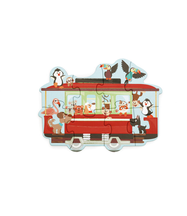 Scratch Scratch - Puzzel: BEGINNERS- & VLOERPUZZEL/OP DE WEG 100x49cm, 80stuks met 7 beginnerspuzzels, in doos diam.26xH10cm, 2+