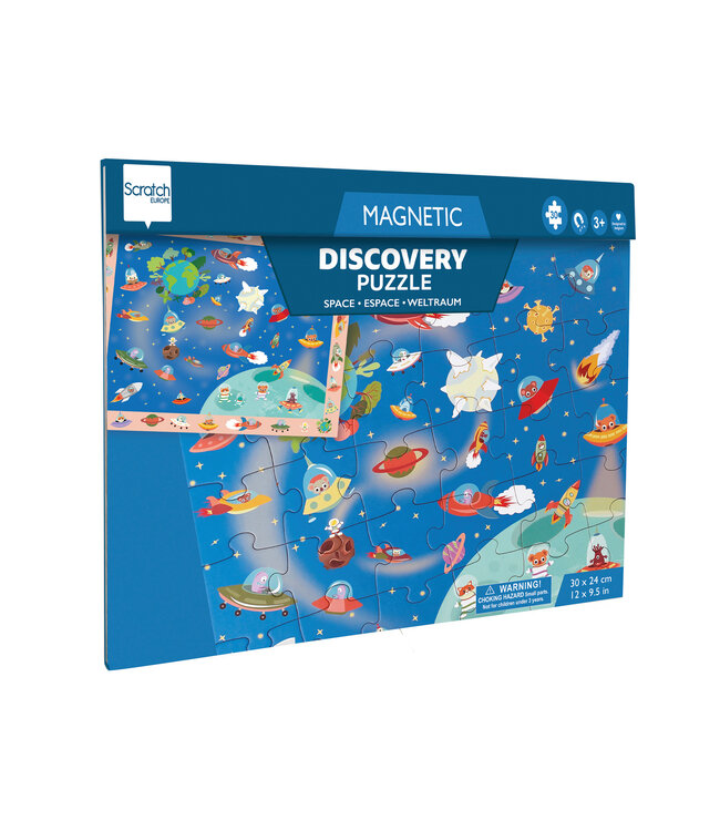Scratch Scratch - Puzzel Magnetisch: DISCOVERY - RUIMTE 30pcs 24,5x30,5cm (gesloten), 52,3x30,5cm (open), 2-in-1: puzzel en ontdek, 3+