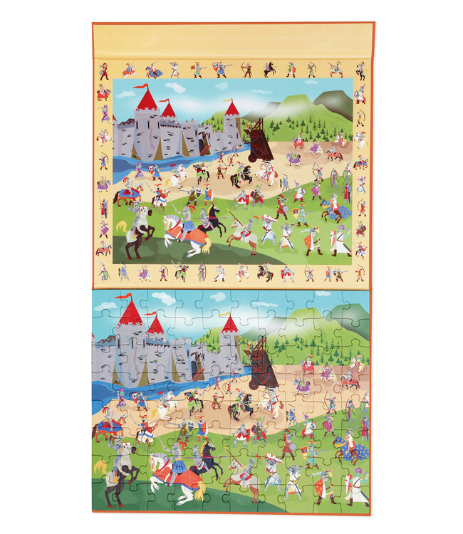 Scratch Scratch - Puzzel Magnetisch: DISCOVERY - RIDDERS 80pcs 24,5x30,5cm (gesloten), 52,3x30,5cm (open), 2-in-1: puzzel en ontdek, 4+