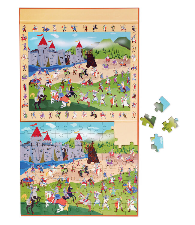 Scratch Scratch - Puzzel Magnetisch: DISCOVERY - RIDDERS 80pcs 24,5x30,5cm (gesloten), 52,3x30,5cm (open), 2-in-1: puzzel en ontdek, 4+