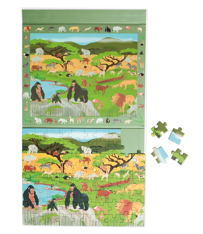 Scratch Scratch - Puzzel Magnetisch: DISCOVERY - SAVANNE 80pcs 24,5x30,5cm (gesloten), 52,3x30,5cm (open), 2-in-1: puzzel en ontdek, 4+