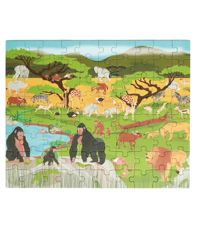 Scratch Scratch - Puzzel Magnetisch: DISCOVERY - SAVANNE 80pcs 24,5x30,5cm (gesloten), 52,3x30,5cm (open), 2-in-1: puzzel en ontdek, 4+