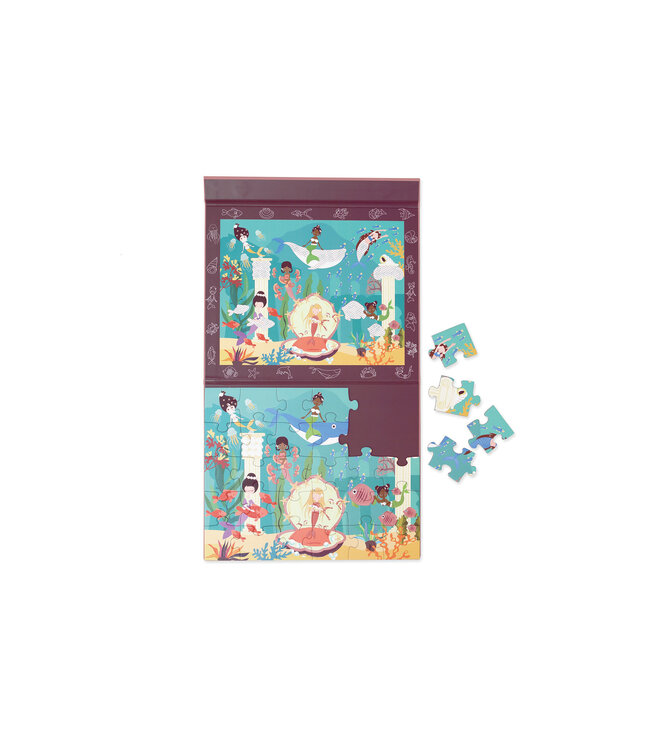 Scratch Scratch - Puzzel Magnetisch: MYSTERY - ZEEMEERMIN 30pcs, met loep met rode filter 24,5x30,5cm (gesloten), 52,3x30,5cm (open), 2-in-1: puzzel en ontdek, 3+