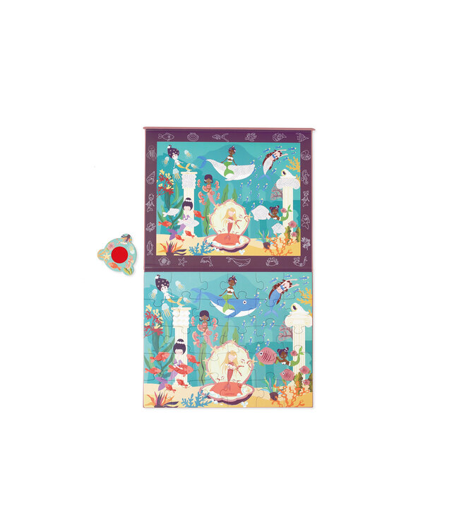 Scratch Scratch - Puzzel Magnetisch: MYSTERY - ZEEMEERMIN 30pcs, met loep met rode filter 24,5x30,5cm (gesloten), 52,3x30,5cm (open), 2-in-1: puzzel en ontdek, 3+