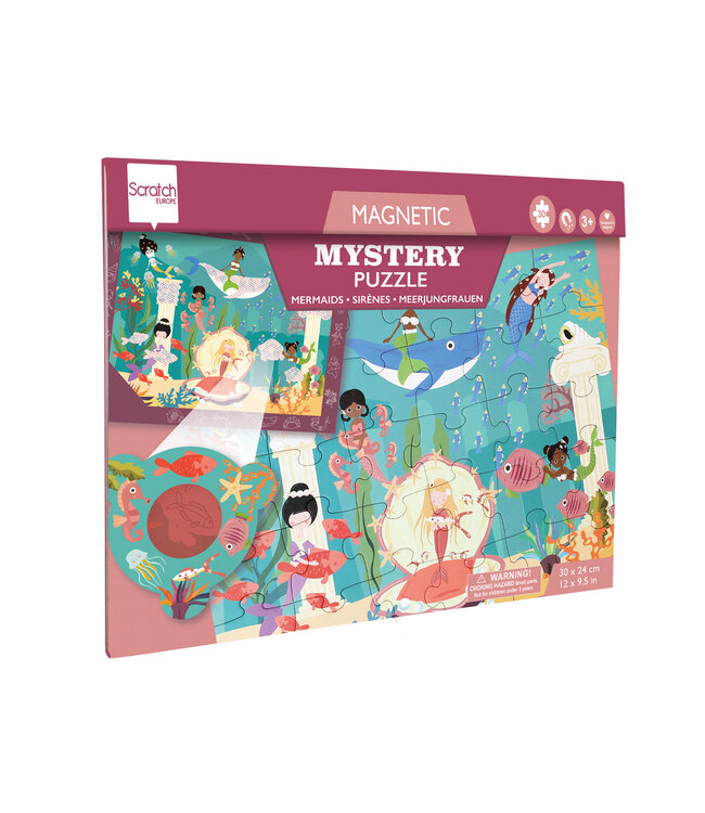 Scratch Scratch - Puzzel Magnetisch: MYSTERY - ZEEMEERMIN 30pcs, met loep met rode filter 24,5x30,5cm (gesloten), 52,3x30,5cm (open), 2-in-1: puzzel en ontdek, 3+