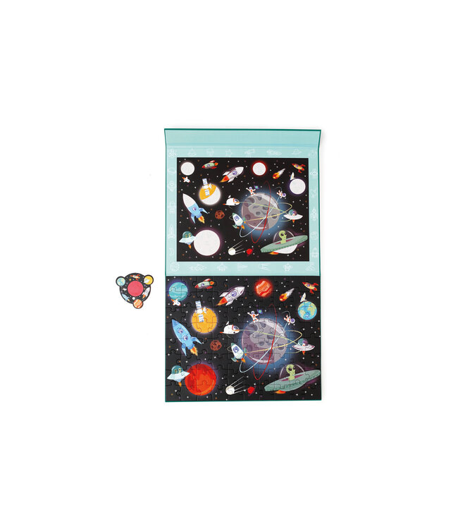 Scratch Scratch - Puzzel Magnetisch: MYSTERY - RUIMTE 80pcs, met loep met rode filter 24,5x30,5cm (gesloten), 52,3x30,5cm (open), 2-in-1: puzzel en ontdek, 4+