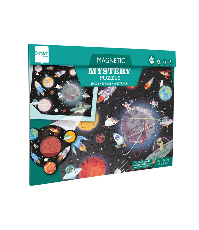 Scratch Scratch - Puzzel Magnetisch: MYSTERY - RUIMTE 80pcs, met loep met rode filter 24,5x30,5cm (gesloten), 52,3x30,5cm (open), 2-in-1: puzzel en ontdek, 4+