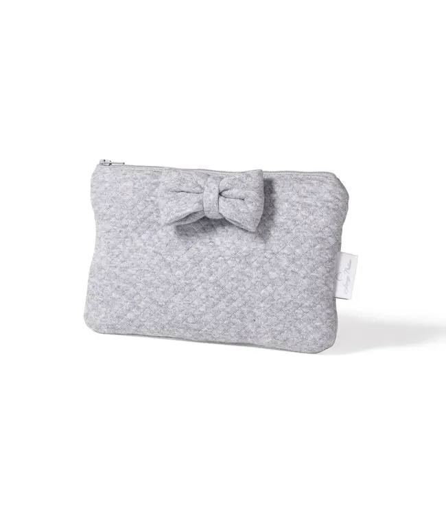 Living Nature Living Nature - Toilettas Amélie losange GRIJS  - grote strik 21 x 14 cm 