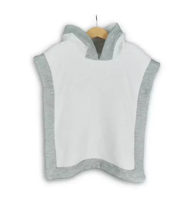 Living Nature Living Nature - Poncho in badstof met boord losange grijs