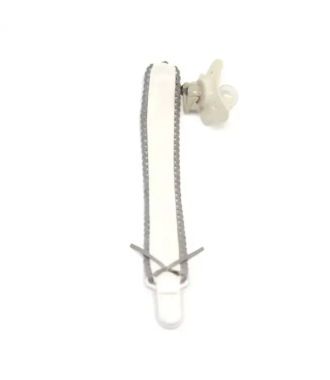 Living Nature Living Nature - Fopspeenketting Mimo met kantje wit/grijs