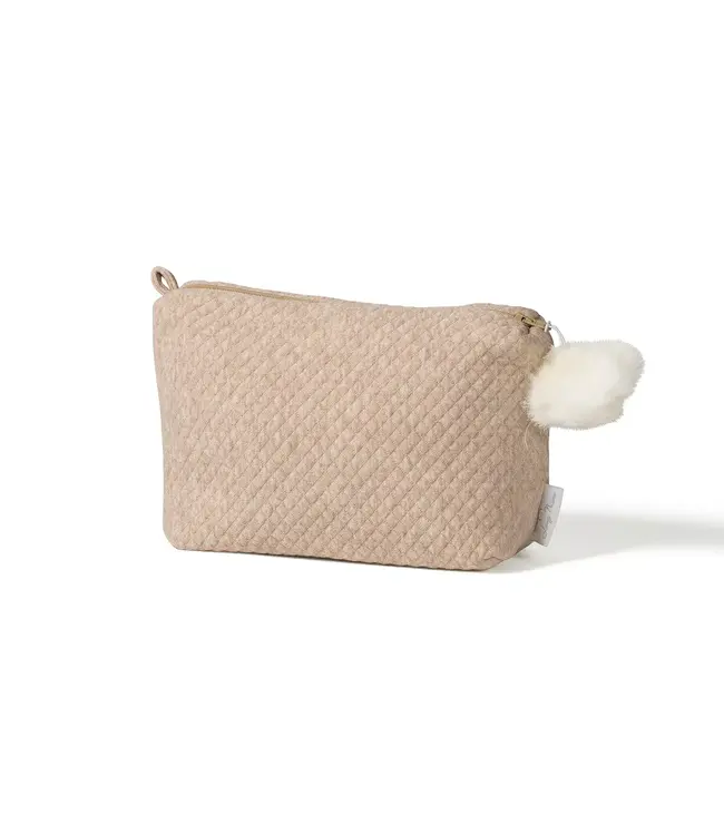 Living Nature Living Nature - Toilettas Féline pompon losange met pompon Camel 26x15x8cm 