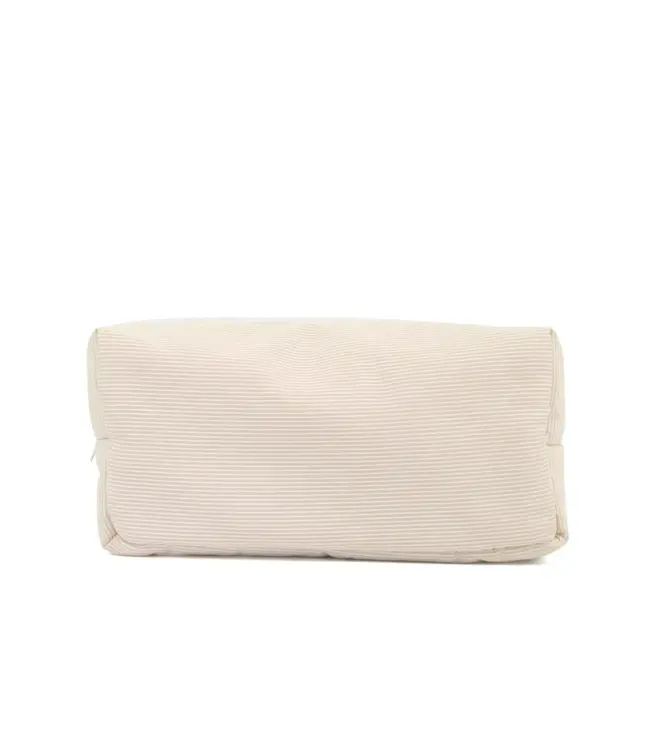 Living Nature Living Nature - Toilettas Charlie beige wit streepjes maat M = 26x12x8,5 cm