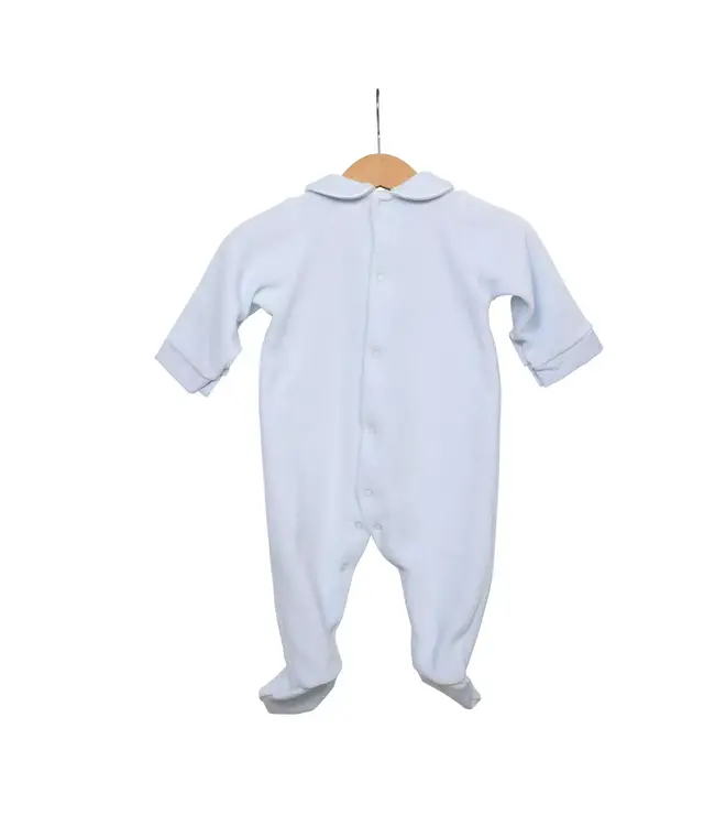 Living Nature Living Nature - Babypakje Bo velours blauw details in streepjes blauw wit