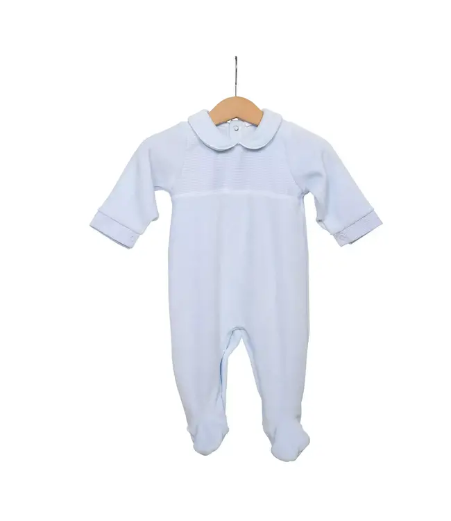 Living Nature Living Nature - Babypakje Bo velours blauw details in streepjes blauw wit