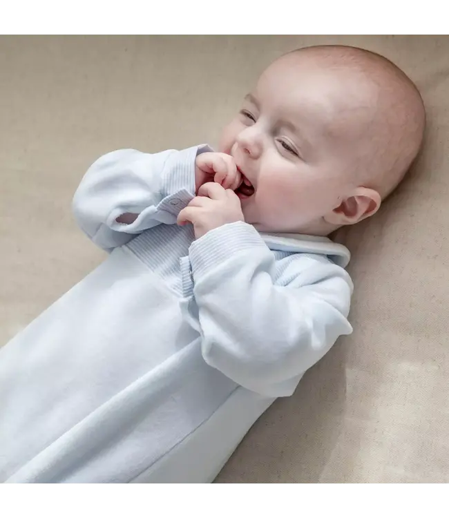 Living Nature Living Nature - Babypakje Bo velours blauw details in streepjes blauw wit