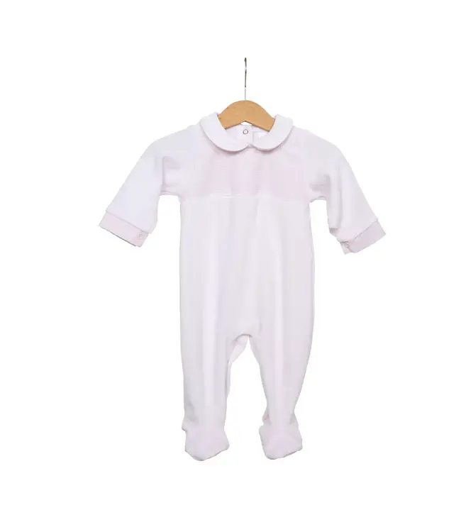 Living Nature Living Nature - Babypakje Bo velours roze  details in streepjes roze wit