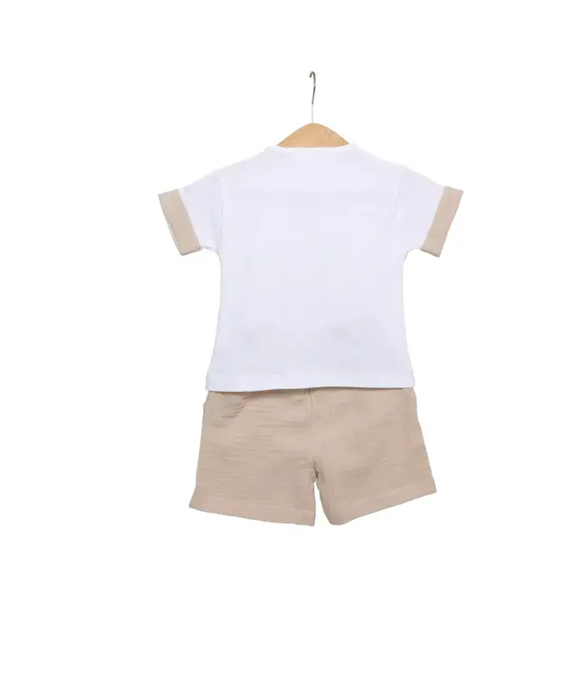 Living Nature Living Nature - T-shirt en shortje Charles Tetra beige met wit