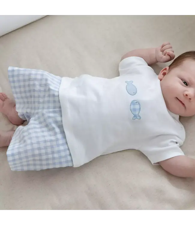 Living Nature Living Nature - T-shirt en shortje Harry the fish wit vichy blauw