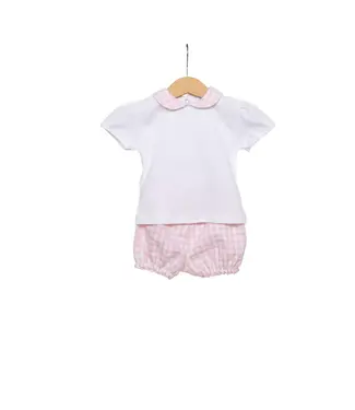 Living Nature Living Nature - T-shirt en shortje Lucie wit vichy roze