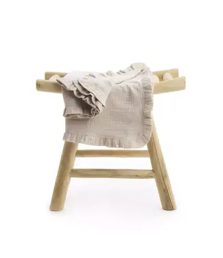 Living Nature Living Nature - Luxe Deken Delphine organische tetra met ruffles 120x120cm beige