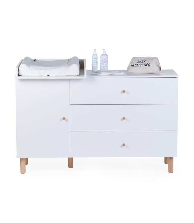 Childhome Childhome - Wonder White - Commode - 3 Laden + 1 Deur + Verzorgingsunit