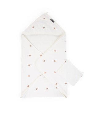 Childhome Childhome - Baby Badcape + Washandje - 80x80 Cm - Jersey - Hearts
